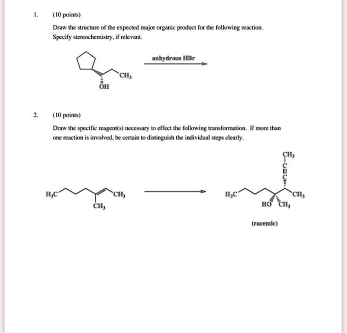 SOLVED: Draw the structure of the expected major organic product for ...