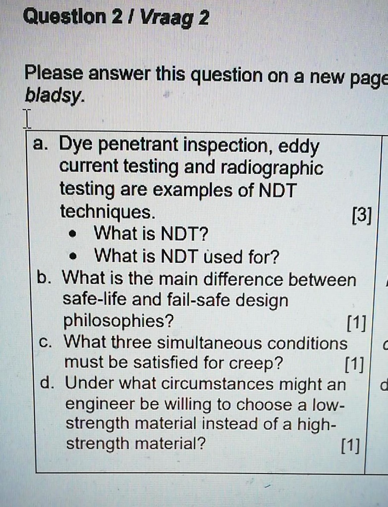 SOLVED Question 2 / Vraag 2 Please answer this question on a new page