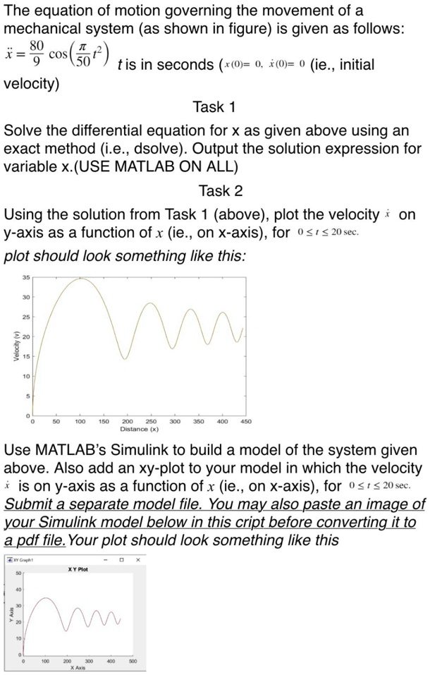 SOLVED: Texts: Use MATLAB The equation of motion governing the movement ...