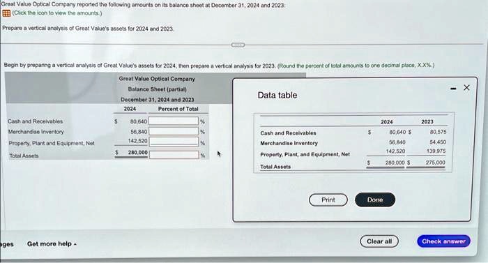 SOLVED Great Value Optical Company Reported The Following Amounts On   Dbd07e5029d04d9f8a32369bcf4bb80f 