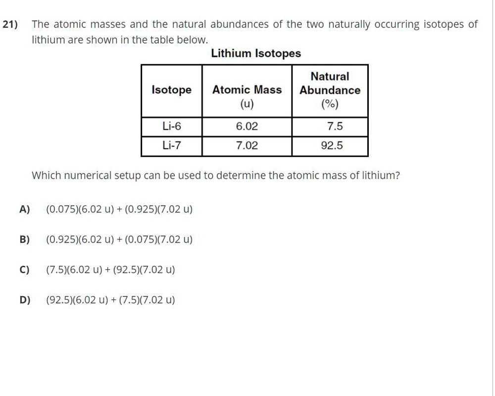 SOLVED: Please Help!! This Would Mean So Much To Me!! 21) The Atomic ...