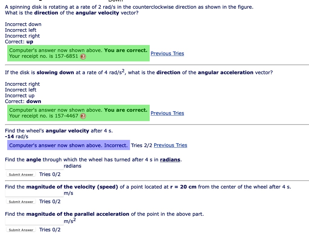 SOLVED A Spinning Disk Is Rotating At A Rate Of 2 Rad s In The solved-a-spinning-disk-is-rotating-at-a-rate-of-2-rad-s-in-the