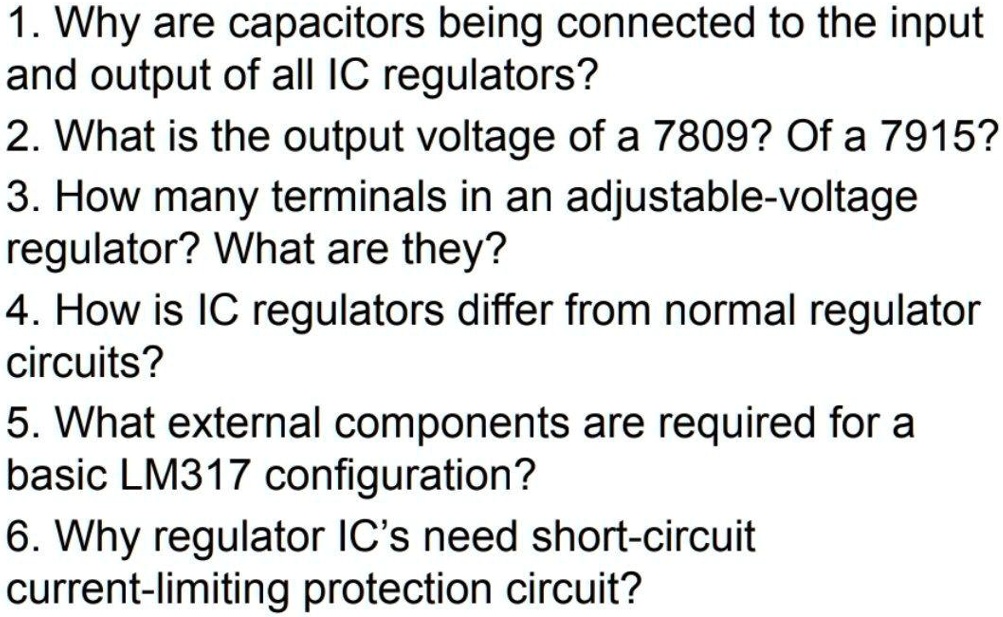 SOLVED 1 Why are capacitors being connected to the input and output of