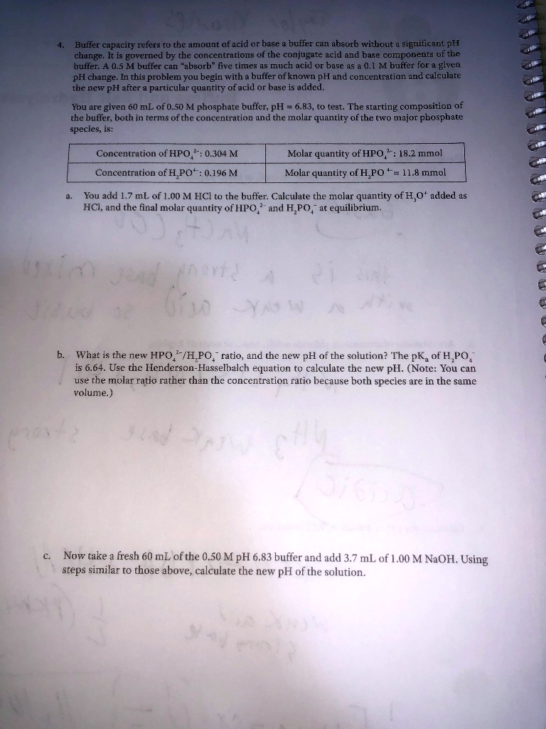SOLVED Buffer capacity refers to the amount of acid or base buffer can