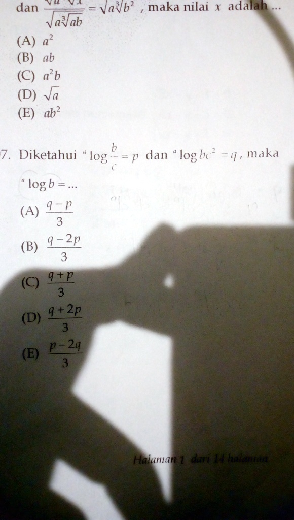 diketahui alogbc p dan alogbc2q maka alogb dan tll a vavb maka nilai adalah va ab a2 ab 0 a2 b va ab 7 diketahui log p dan log b 4  maka log b a 972 3 b 1 2p 3 c 9p 3 92p d p 24 e halaman 28615
