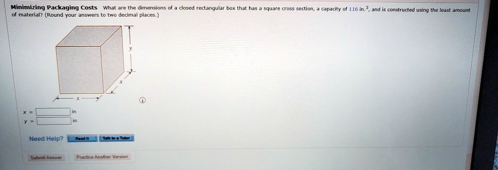 minimizing packaging costs what are the dimensions of closed ...