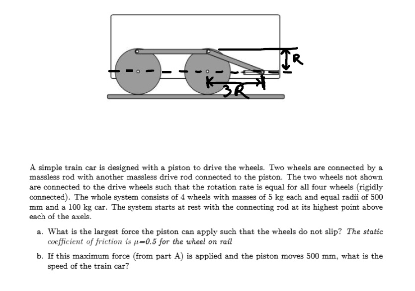 SOLVED: A simple train car is designed with a piston to drive the ...