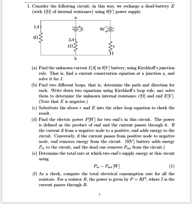 SOLVED Consider the following circuit in this way; recharge dead