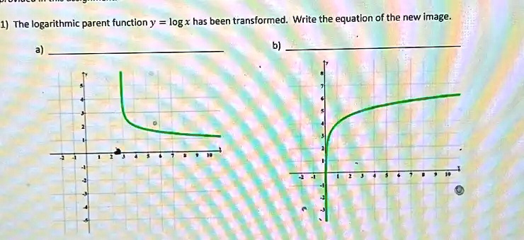 SOLVED: 1) The logarithmic parent function y logx has been transformed ...