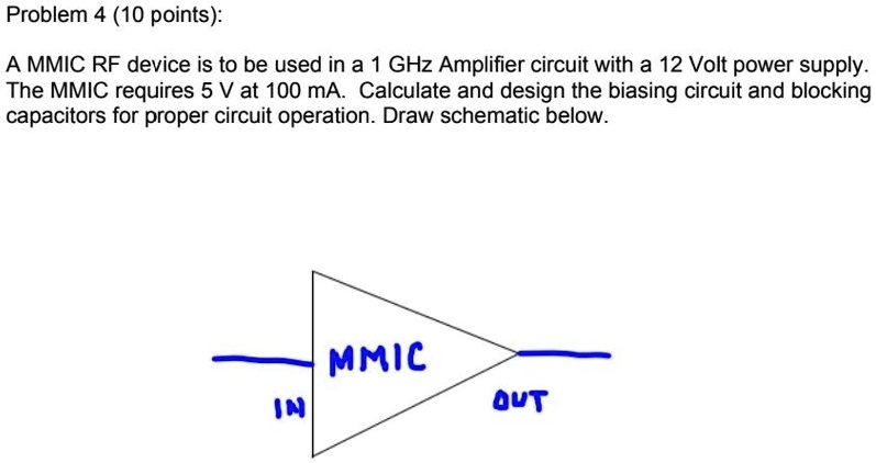 SOLVED: Problem 4 (10 points): An MMIC RF device is to be used in a 1 ...