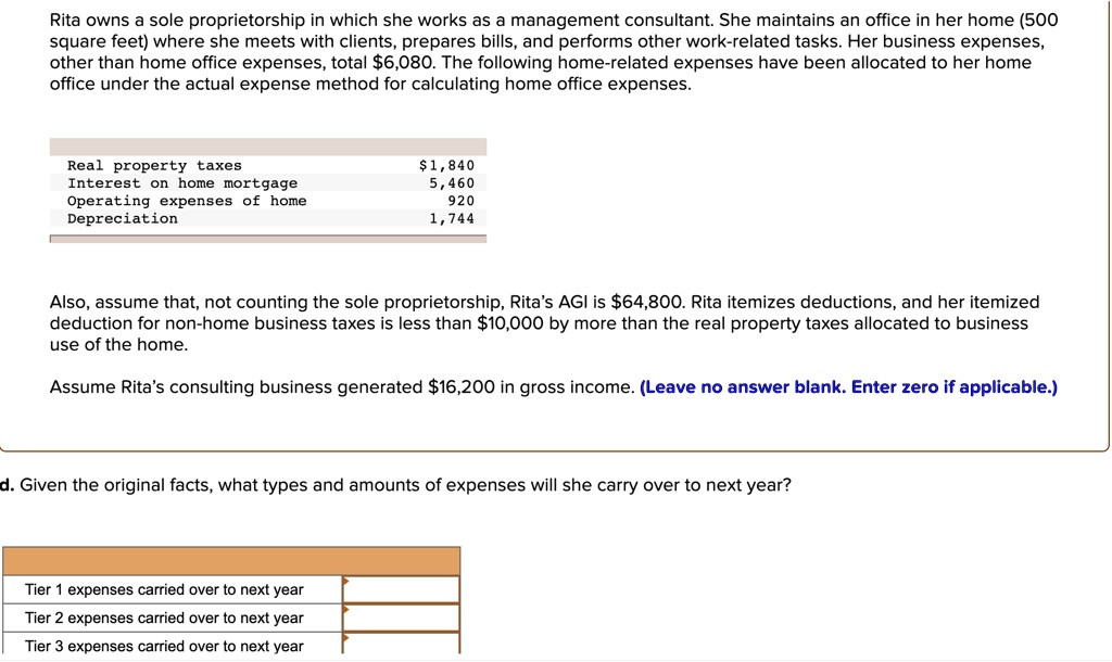 Rita owns a sole proprietorship in which she works as a management