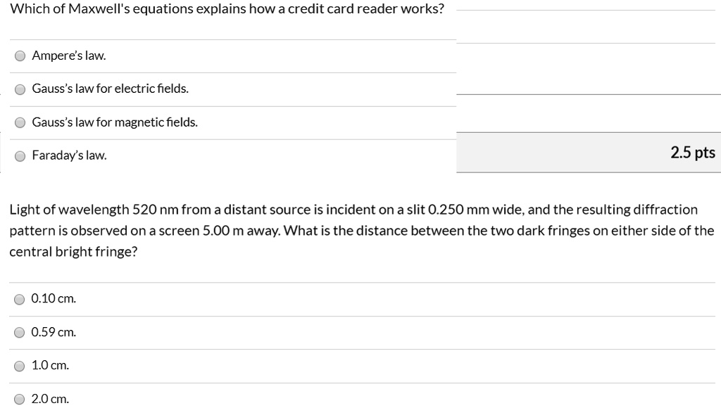 SOLVED Which of Maxwell's equations explains how a credit card reader