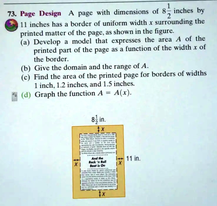 SOLVED Page Design page with dimensions of 8.5 inches by 11 inches has a border of uniform
