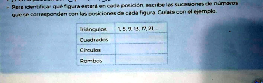 Solved Para Identificar Que Figura Estará En Cada Posición Escribe Las Sucesiones De Numeros 1944