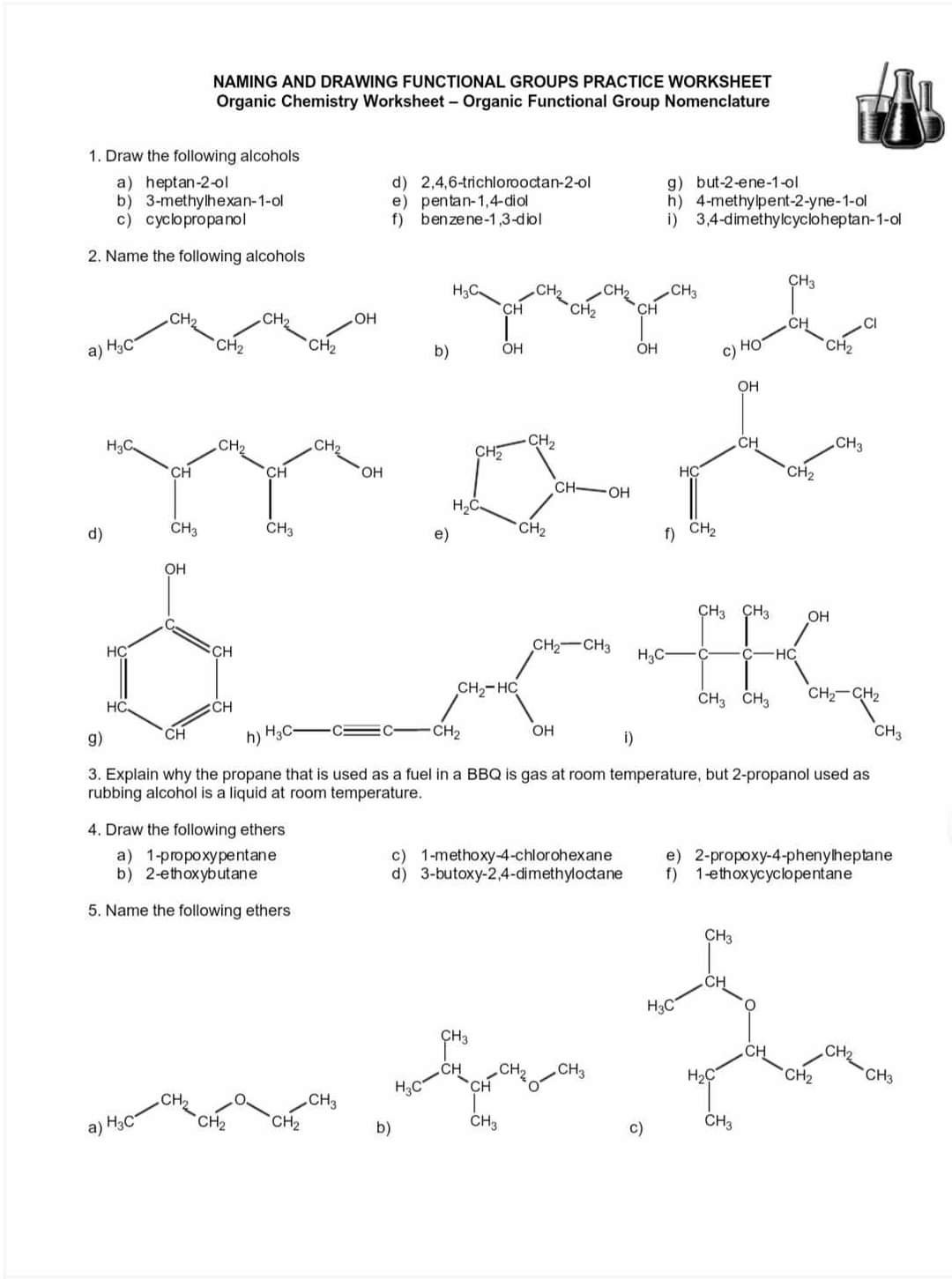 [GET ANSWER] NAMING AND DRAWING FUNCTIONAL GROUPS PRACTICE WORKSHEET ...