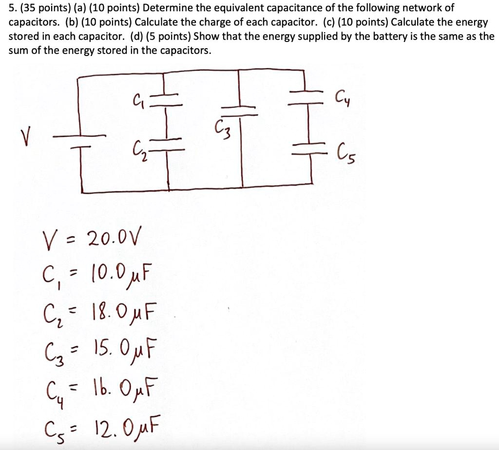 SOLVED 5. (35 points) (a) Determine the equivalent capacitance of the