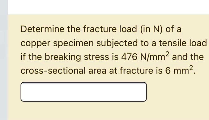SOLVED: Determine the fracture load (in N) of a copper specimen ...