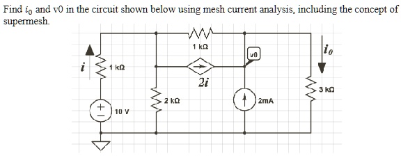 Find i(0) and v0 in the circuit shown below using mesh current analysis ...