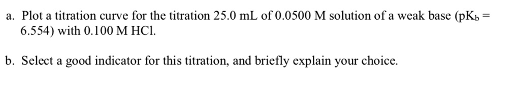 a. Plot a titration curve for the titration 25.0 mL of 0.0500 M ...