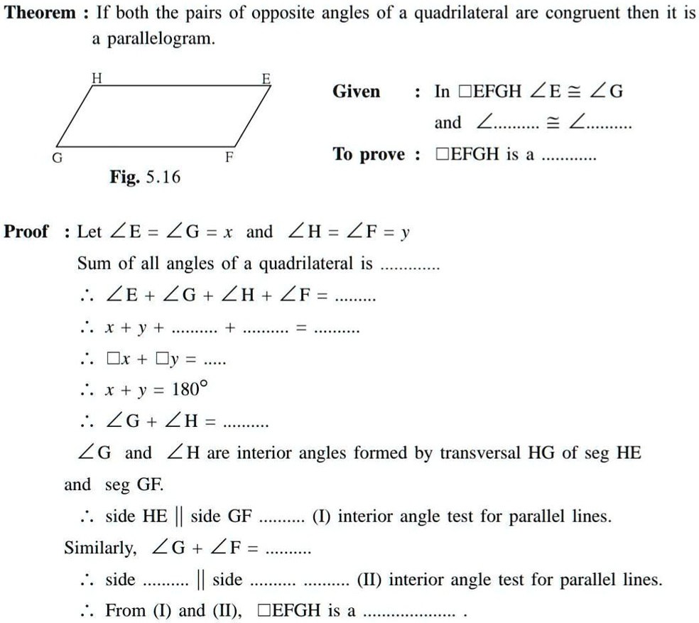 Theorem: If both the pairs of opposite angles of a quadrilateral are ...