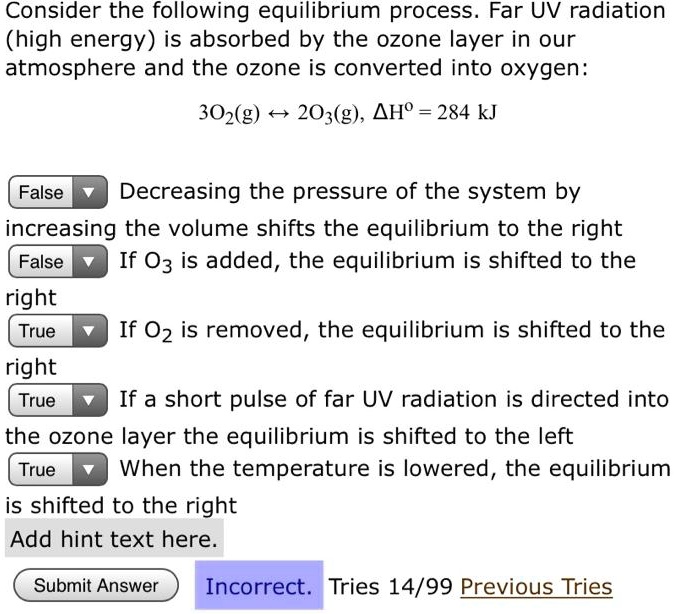 SOLVEDConsider the following equilibrium process. Far UV radiation