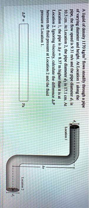 p pressure at location l between the fluid pressure at location 2 and the fluid location 2ignoring viscositycalculate the difference p location 1 the pipe is y837 m higher than it is at 103  97526