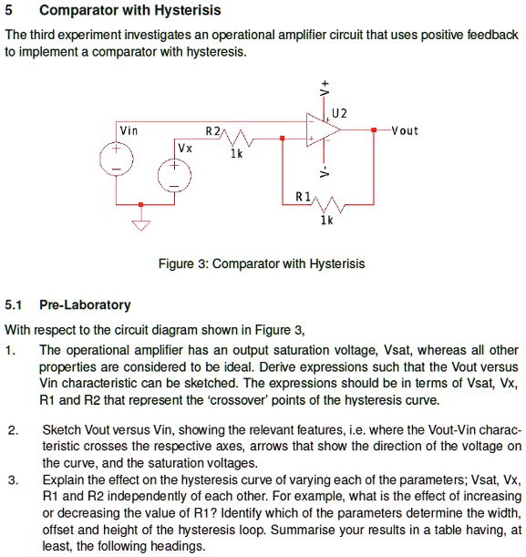 SOLVED: Comparator With Hysteresis The Third Experiment Investigates An ...