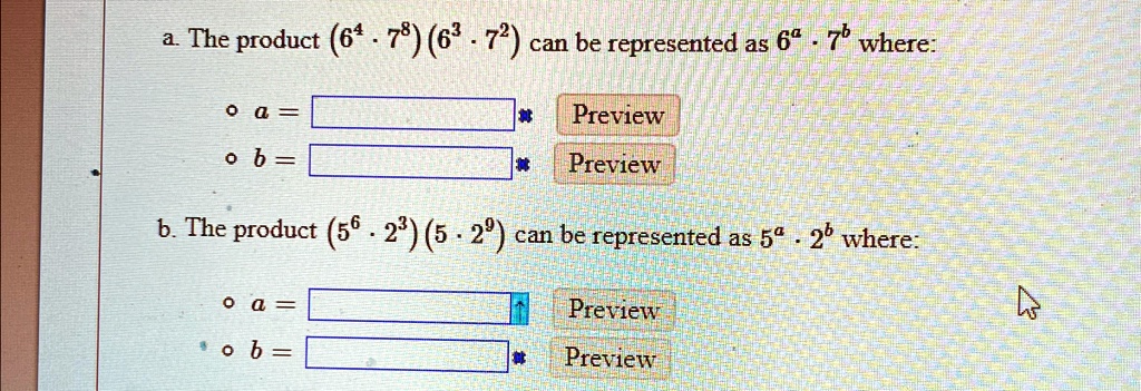 a the product 64 78 63 72 can be represented as 6a 7b where a ob preview preview b the product 56 23 5 29 can be represented as 5a 2b where a ob preview preview 32983