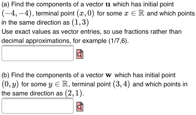 a find the components of a vector u which has initial point 4 4 ...