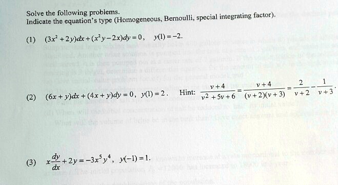 Solve The Following Problems Equation Type Homogene Itprospt