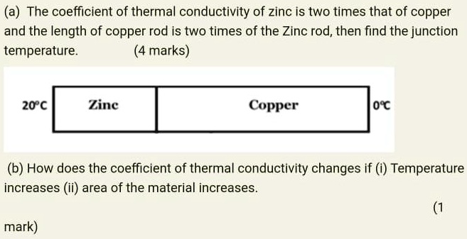 SOLVED:(a) The coefficient of thermal conductivity of zinc is two times ...