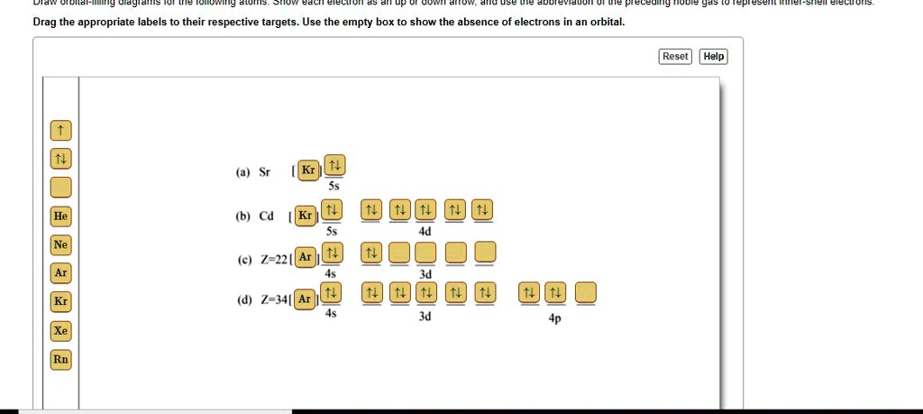 Solved Drag The Appropriate Labels To Their Respective Targets Use The Empty Box To Show The Absence Of Electrons In An Orbital Reset Help 7 22 L D 7 M4