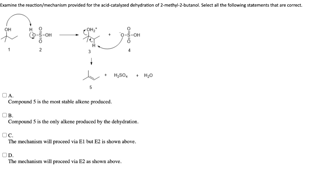 dehydration of 2 butanol equation