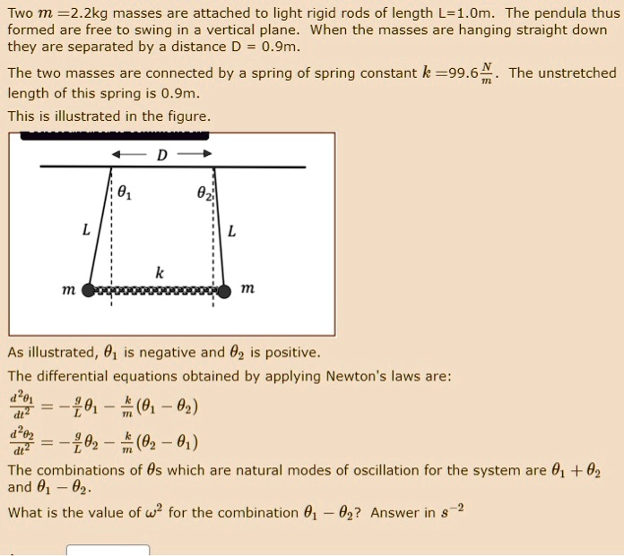 SOLVED: Two m =2.2kg masses are attached to light rigid rods of length ...