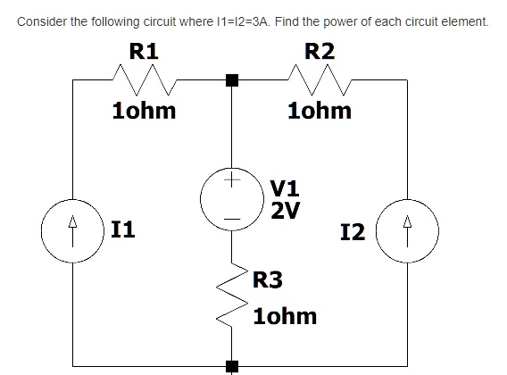 SOLVED: Consider the following circuit where I1 = 3A. Find the power of ...