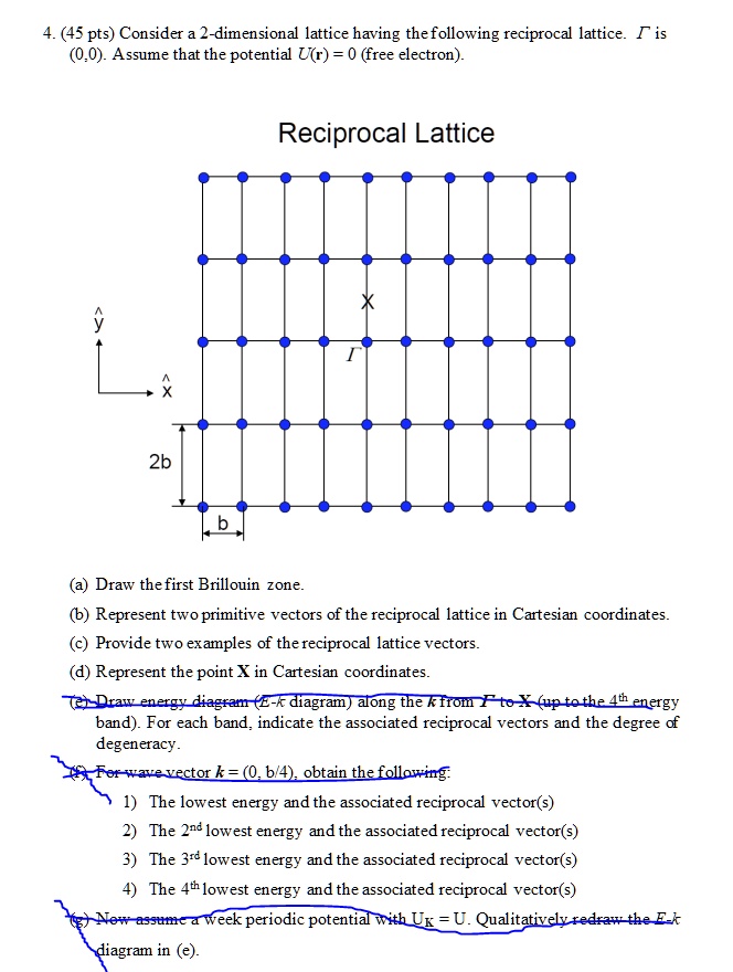 SOLVED: 4. (45 Pts) Consider A 2-dimensional Lattice Having The ...