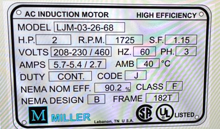 SOLVED: Calculate the following by using the nameplate: a) Find the ...