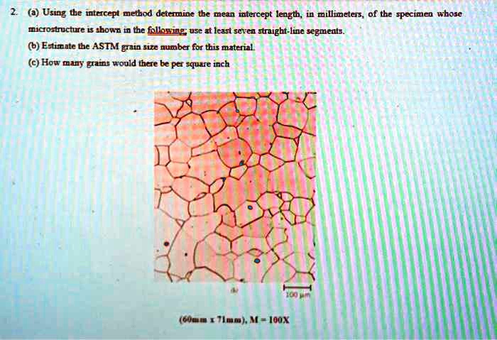 2. (a) Using the intercept method determine the mean intercept length ...