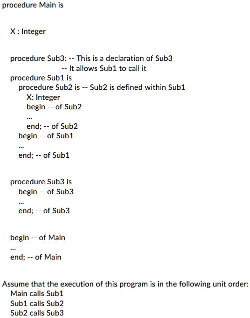 Solved Assuming Static Scoping Which Declaration Of X Is The Correct One For A Reference To X 7655