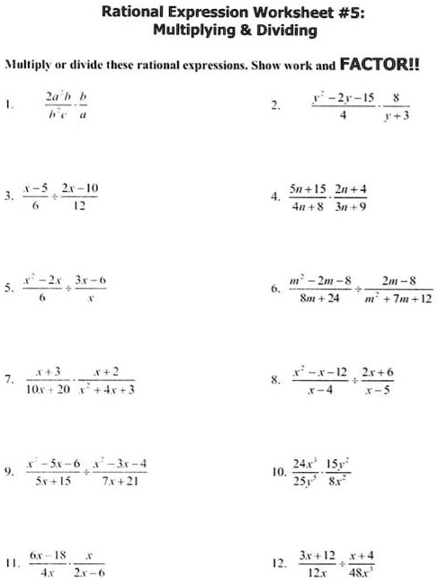 2 6 Rational Functions Worksheet Answer Key