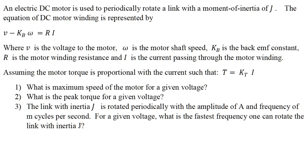 SOLVED An electric DC motor is used to periodically rotate a link with