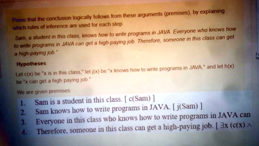 SOLVED:follows from these arguments (premises), by explaining Eiuove ...