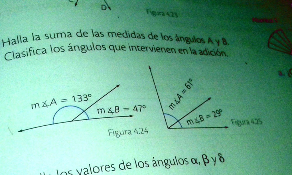 SOLVED: Halla la suma de las medidas de los ángulos a y b . Clasifica ...