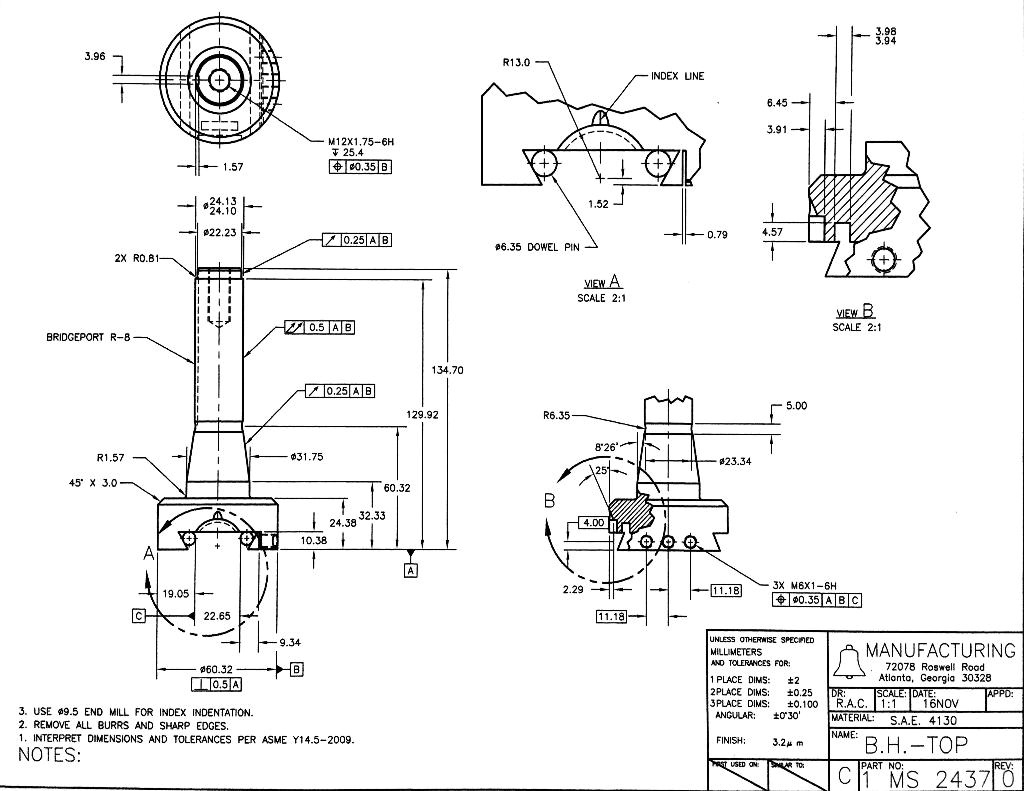 SOLVED: Refer to View B: 1. Is the flange defined by the 6.45 and 3.91 ...