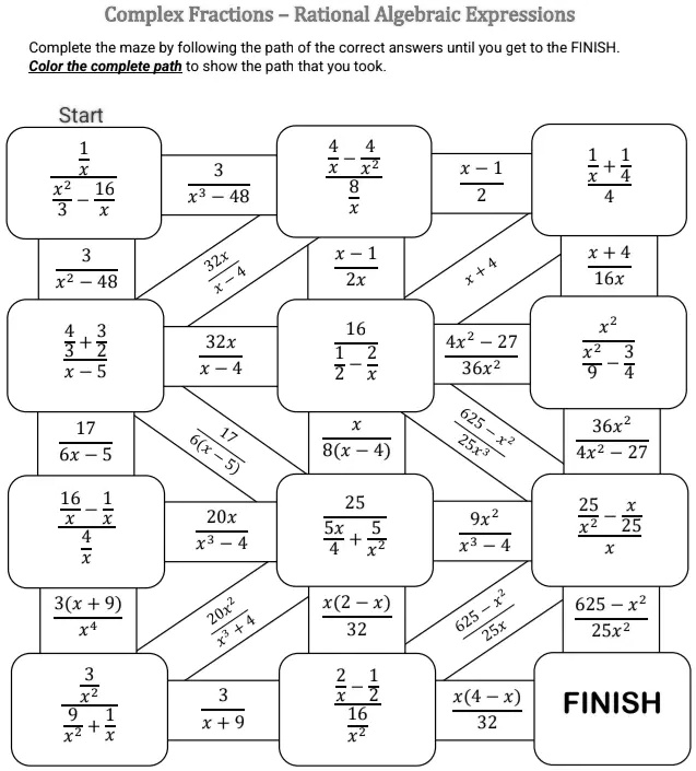 SOLVED: Complex Fractions and Rational Algebraic Expressions Complete ...