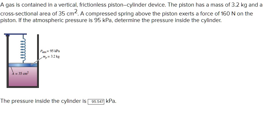 SOLVED: A gas is contained in a vertical, frictionless piston-cylinder