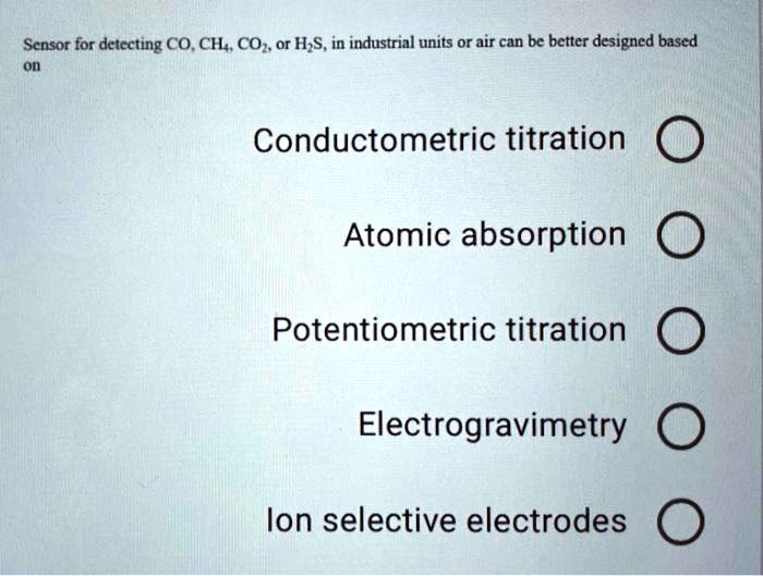 SOLVED Scnsor for detecting CO,CH; COz, or H,S, in industrial units or