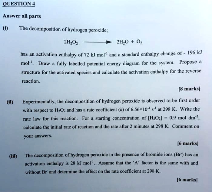 SOLVED QUESTION4 Answer all parts The of hydrogen