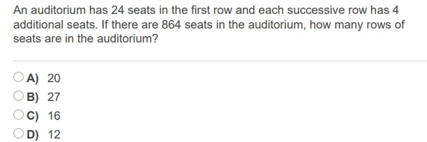 SOLVED: An auditorium has 24 seats in the first row and each successive ...