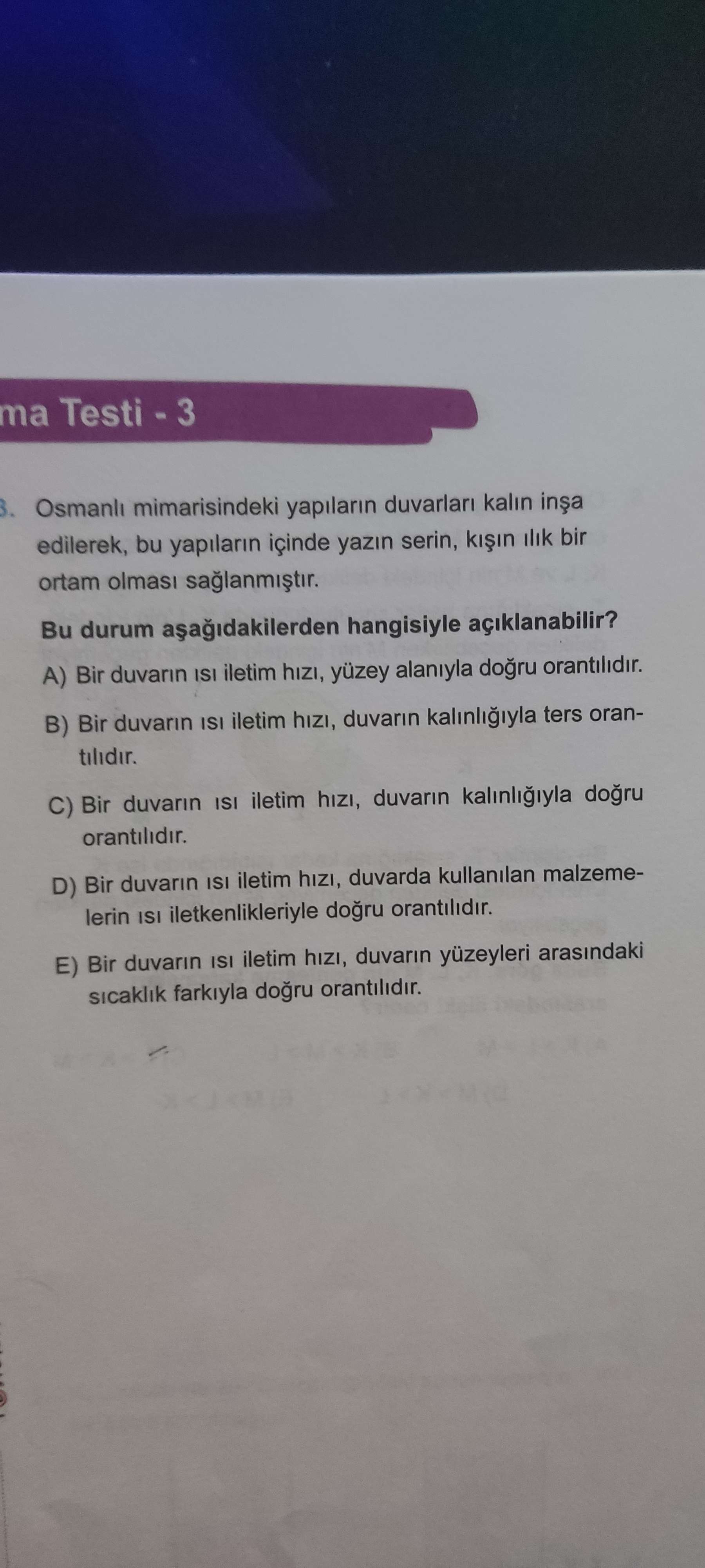 SOLVED: Ma Testi - 3 Osmanl? Mimarisindeki Yap?lar?n Duvarlar? Kal?n In ...